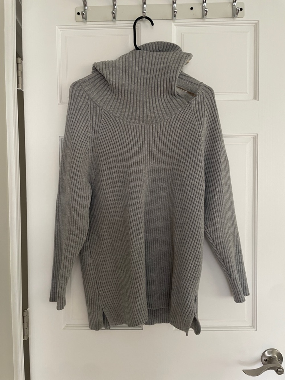 Gray Ribbed Turtleneck Women’s Sweater